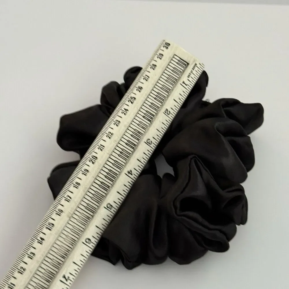 Luxury Black Satin Scrunchie Handmade – Statement Hair Accessory - Picture 6 of 10